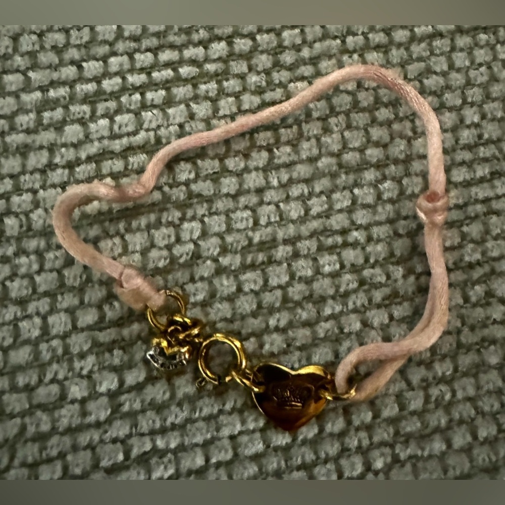 Juicy Couture Bracelet Pink Cord Gold Charms Heart Adjustable